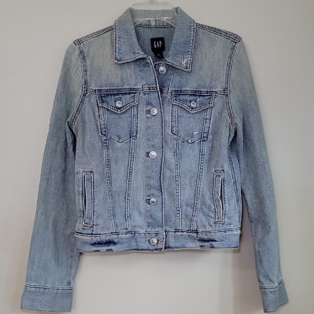 Gap Denim Jacket Men's Medium‎ Distressed Light wash